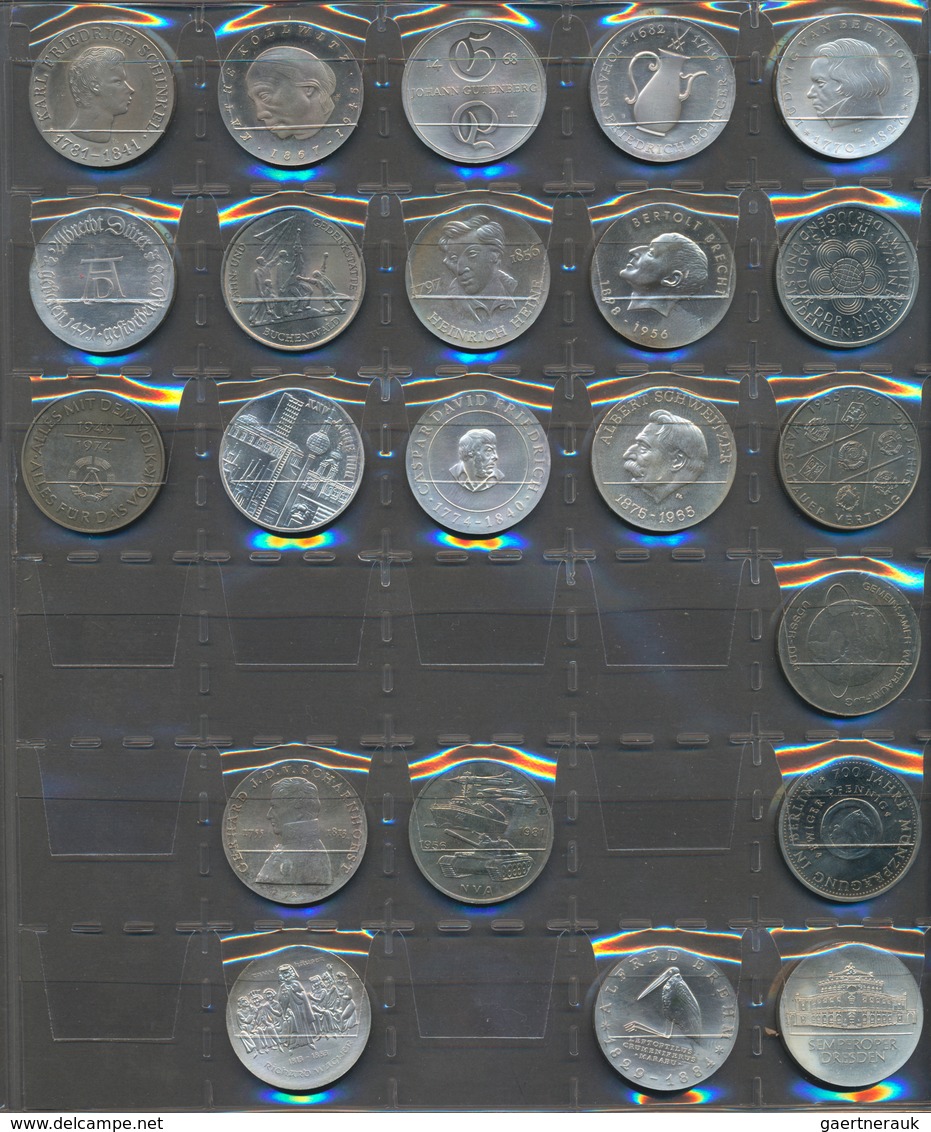 DDR: Unvollständige Sammlung DDR Gedenkmünzen, Dabei: 25 X 5 Mark Münzen; 31 X 10 Mark Münzen Mit We - Other & Unclassified
