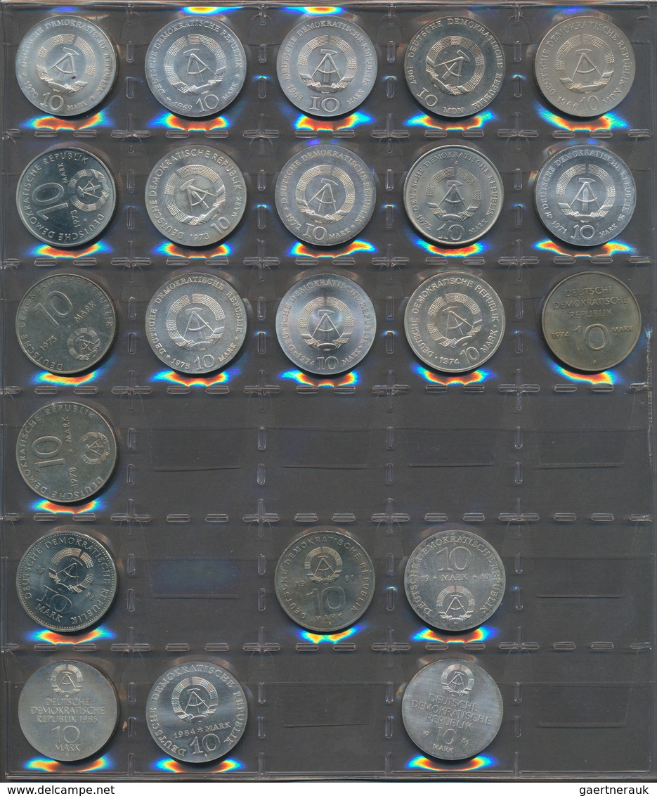 DDR: Unvollständige Sammlung DDR Gedenkmünzen, Dabei: 25 X 5 Mark Münzen; 31 X 10 Mark Münzen Mit We - Autres & Non Classés