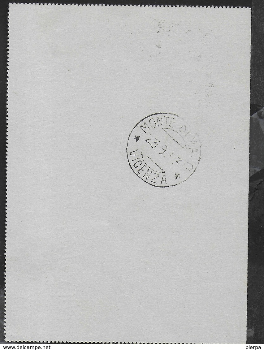 BIGLIETTO POSTALE  LIRE 25 (INT 46) -  VIAGGIATA DA DOMODOSSOLA/NOVARA 21.09.1953 PER MONTE DI MALO /VICENZA - Entiers Postaux