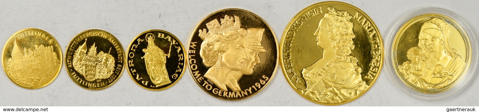 Medaillen: Lot 6 Goldmedaillen, Dabei: Maria Theresia; Patrona Bavariae; Tuttlingen (2x); Madonna Mi - Ohne Zuordnung