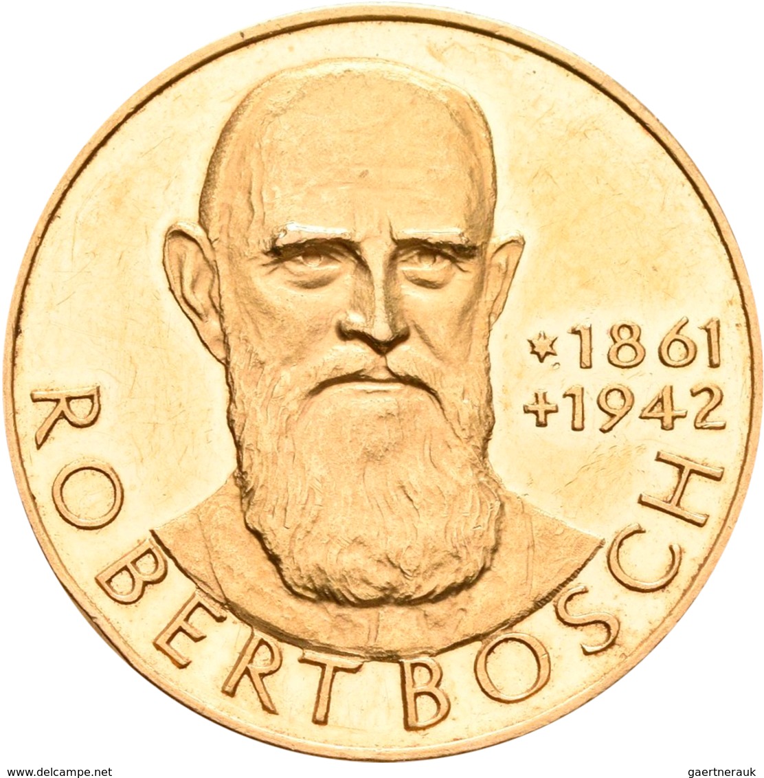 Medaillen Deutschland: Goldmedaillen-Lot 5 Stück; Robert Bosch, Gold 900/1000, 25 mm, 14 g / Urach,