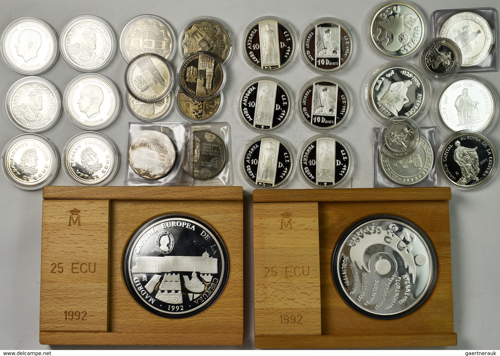 Medaillen - ECU: Große Sammlung An ECU Münzen Aus Andorra, Belgien, Gibraltar, Großbritannien, Niede - Autres & Non Classés