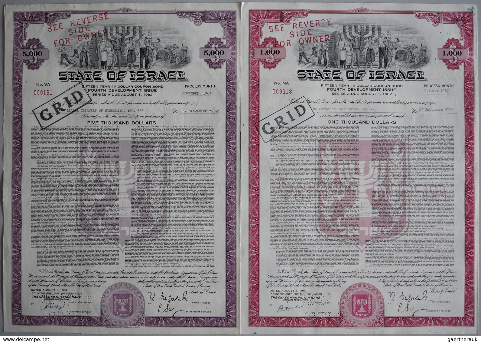 Alte Aktien / Wertpapiere: USA, New York. State Of Israel Fifteen Year 4% Dollar Coupon Bond 1967. L - Autres & Non Classés