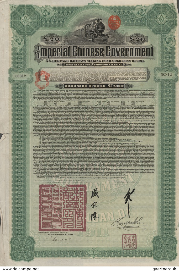 Alte Aktien / Wertpapiere: 1908/22, 4 Gold Loan Bonds Of China, For The Construction Of Tientsin-Puk - Autres & Non Classés