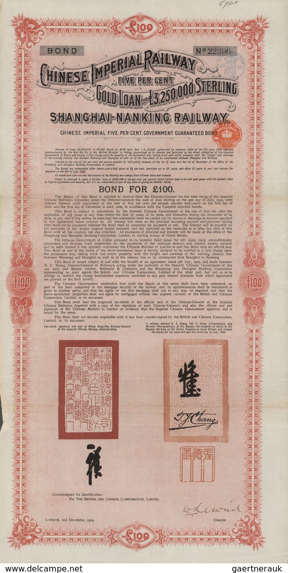 Alte Aktien / Wertpapiere: 1898/1903, 3 Chinese Government Bonds, Including 1 Issued For The Shangha - Autres & Non Classés