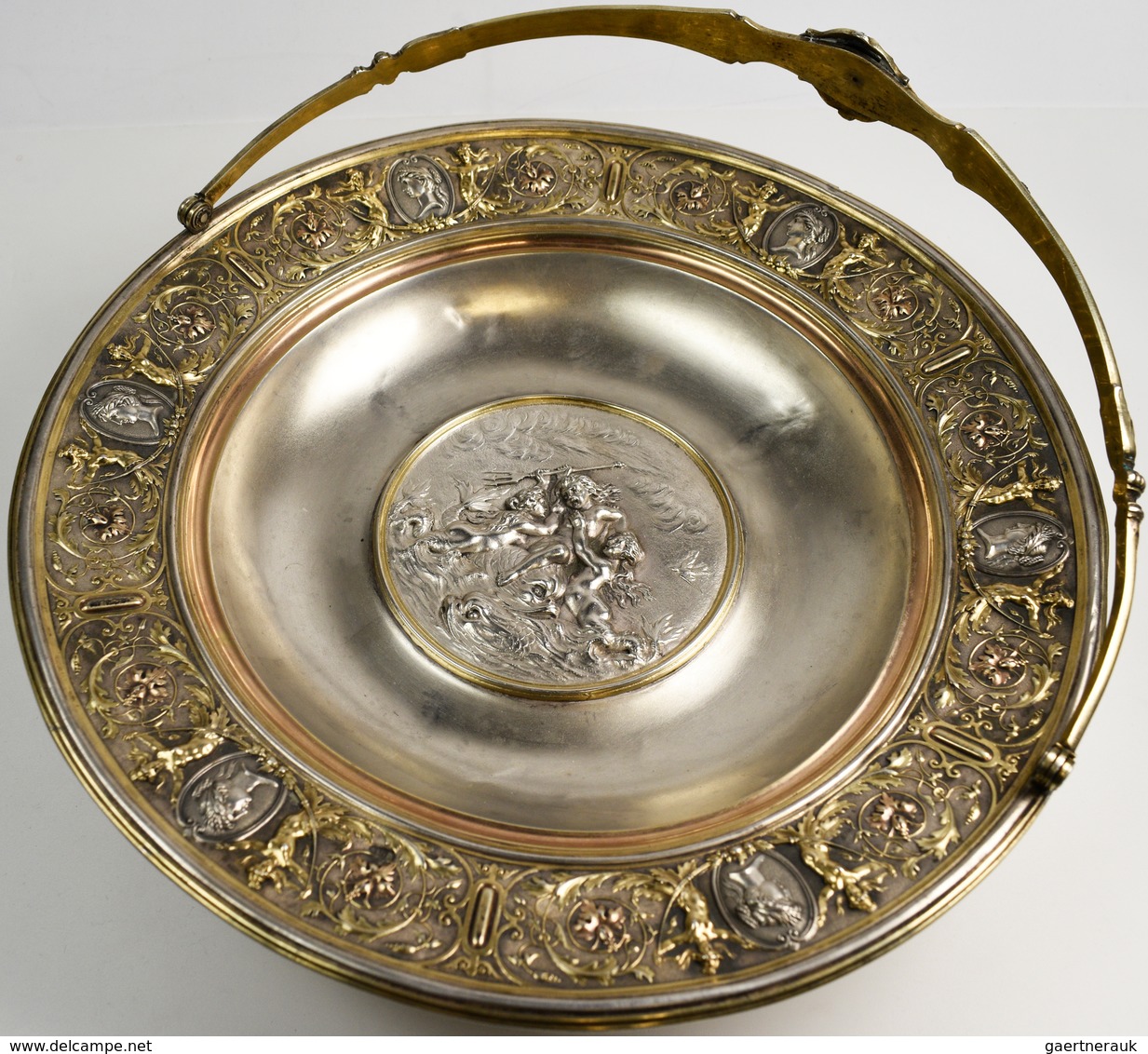 Varia, Sonstiges: Große Silberne (Obst) Schale, Stempel 875 M, Teilvergoldet. Gewicht über 500 G. De - Autres & Non Classés