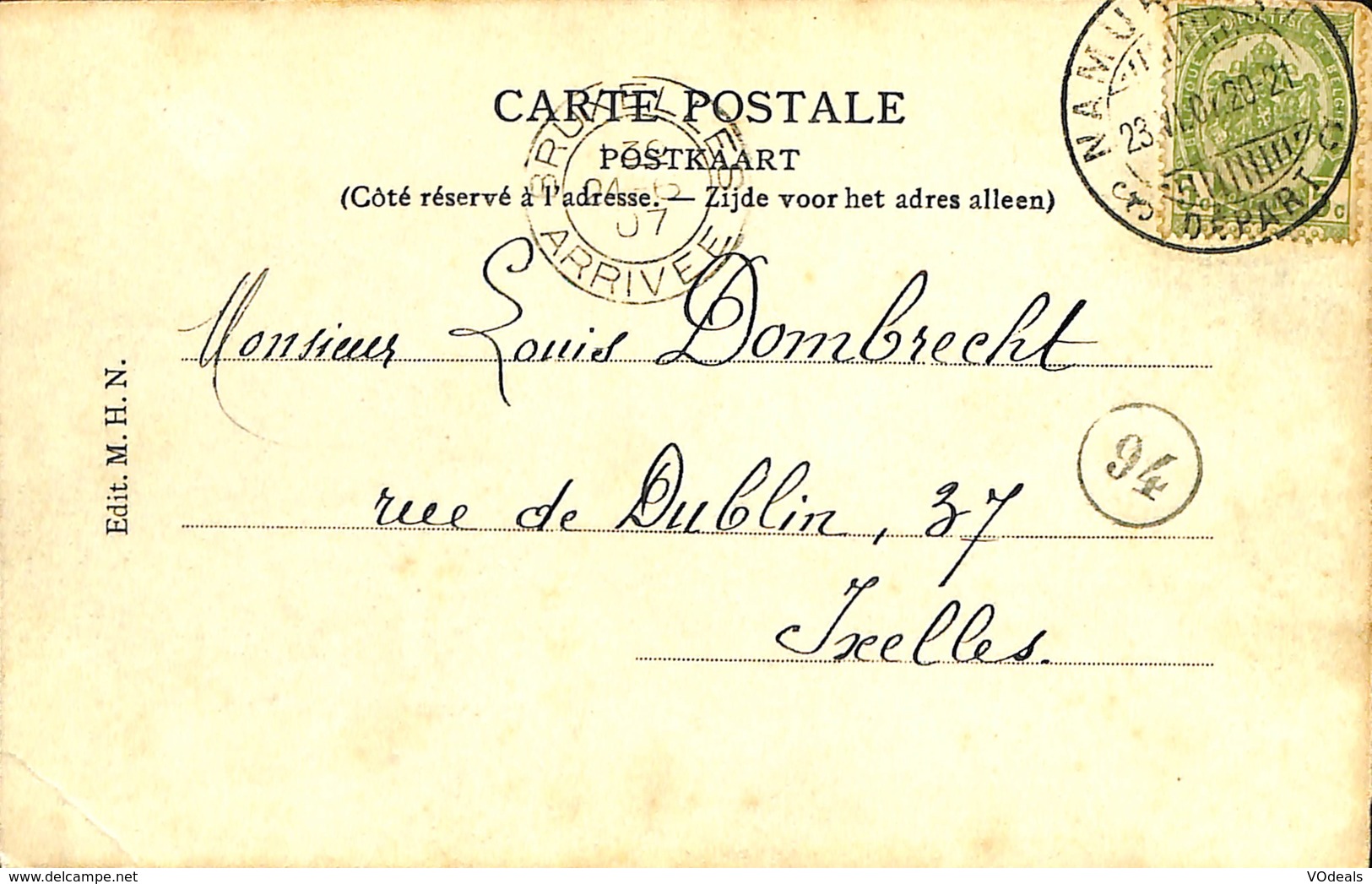 CPA - Belgique - Cachet à Pont - Namur Départ 26-06-1907 - Namur - Le Grand Hôtel - Altri & Non Classificati