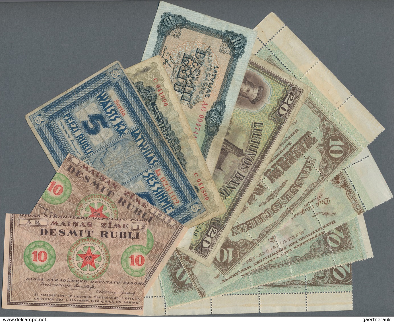 Latvia / Lettland: Highly Rare Set With 16 Banknotes Latvia And Lithuania Comprising 50 Centu 1922, - Lettonia