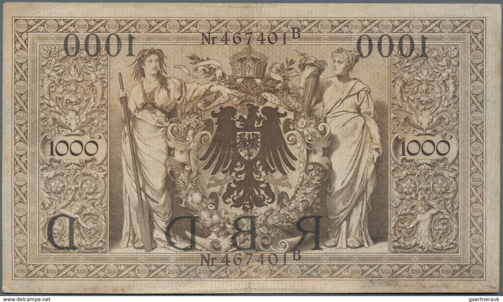 Deutschland - Deutsches Reich Bis 1945: 1000 Mark 1910, Udr."D", Serie "B", Ro.45a, Aber Mit Brauner - Other & Unclassified