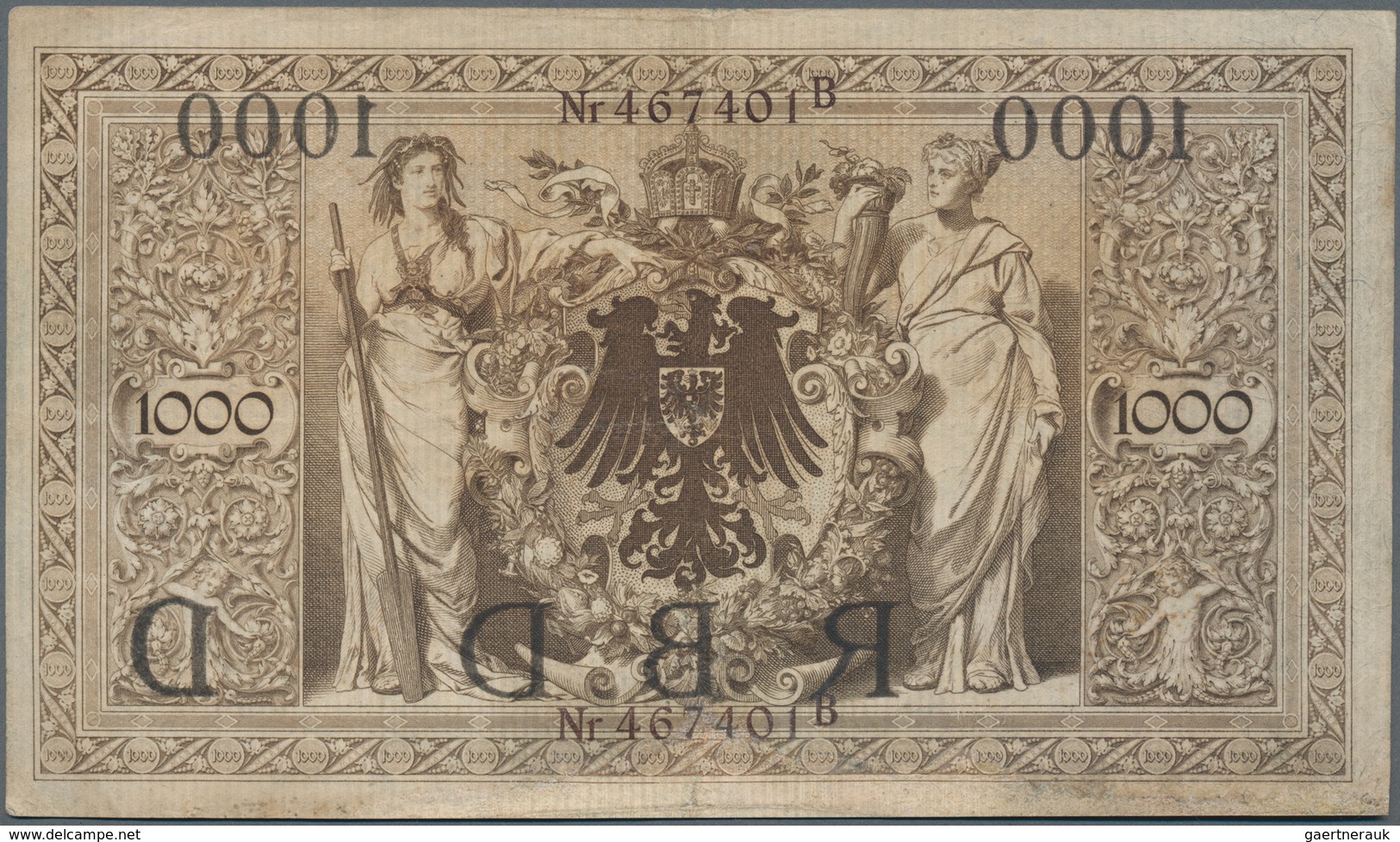 Deutschland - Deutsches Reich Bis 1945: 1000 Mark 1910, Udr."D", Serie "B", Ro.45a, Aber Mit Brauner - Autres & Non Classés