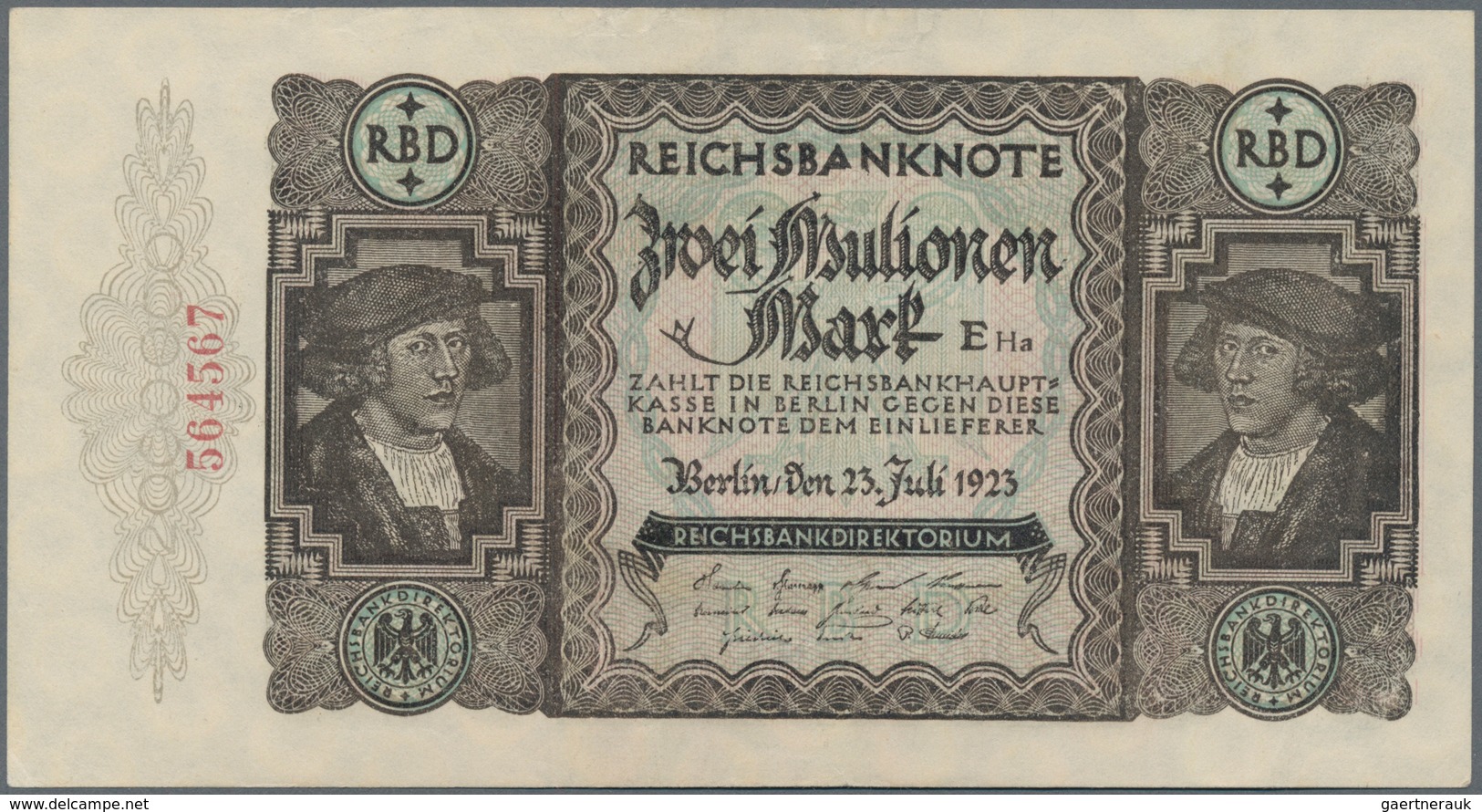 Deutschland - Deutsches Reich Bis 1945: Fehldruck Der 2 Millionen Mark 1923 Mit Wertangabe "2 MULION - Sonstige & Ohne Zuordnung