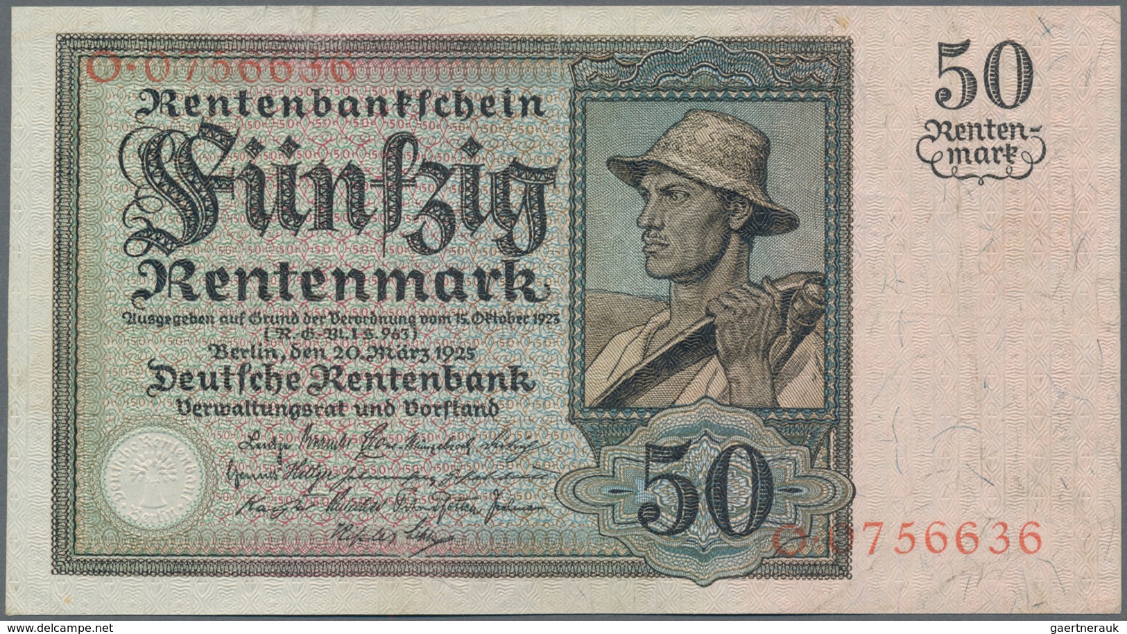 Deutschland - Deutsches Reich Bis 1945: 50 Rentenmark 1925, Ro.162, Sehr Sauberes Papier Mit Einigen - Andere & Zonder Classificatie