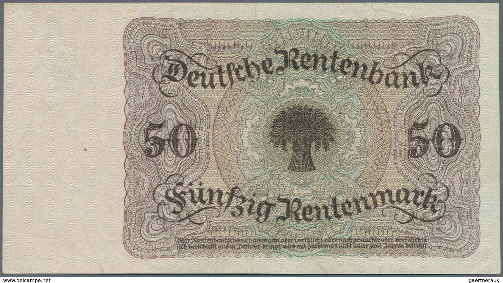 Deutschland - Deutsches Reich Bis 1945: 50 Rentenmark 1925, Ro.162, Sehr Sauberes Papier Mit Einigen - Andere & Zonder Classificatie