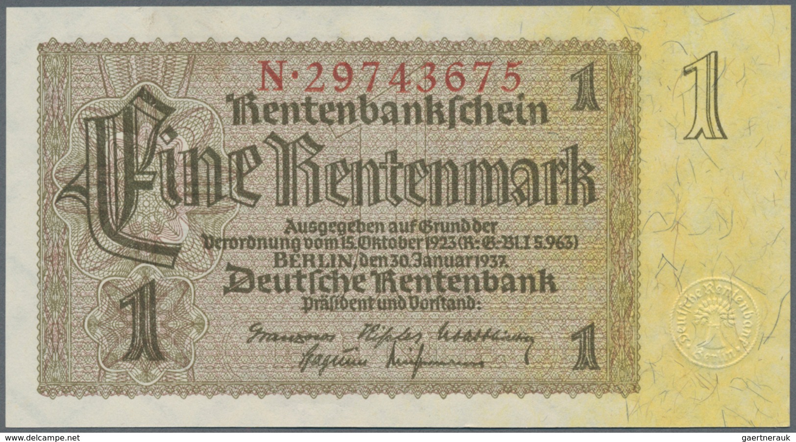 Deutschland - Deutsches Reich Bis 1945: Lot Mit 9 Banknoten 1 Und 2 Rentenmark 1937 Ro.166, 167 (UNC - Autres & Non Classés