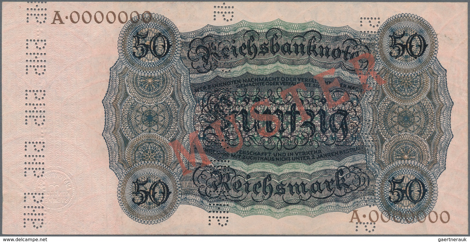 Deutschland - Deutsches Reich bis 1945: Mustersatz der Reichsbank - Holbein Serie 1924 von 10 bis 10