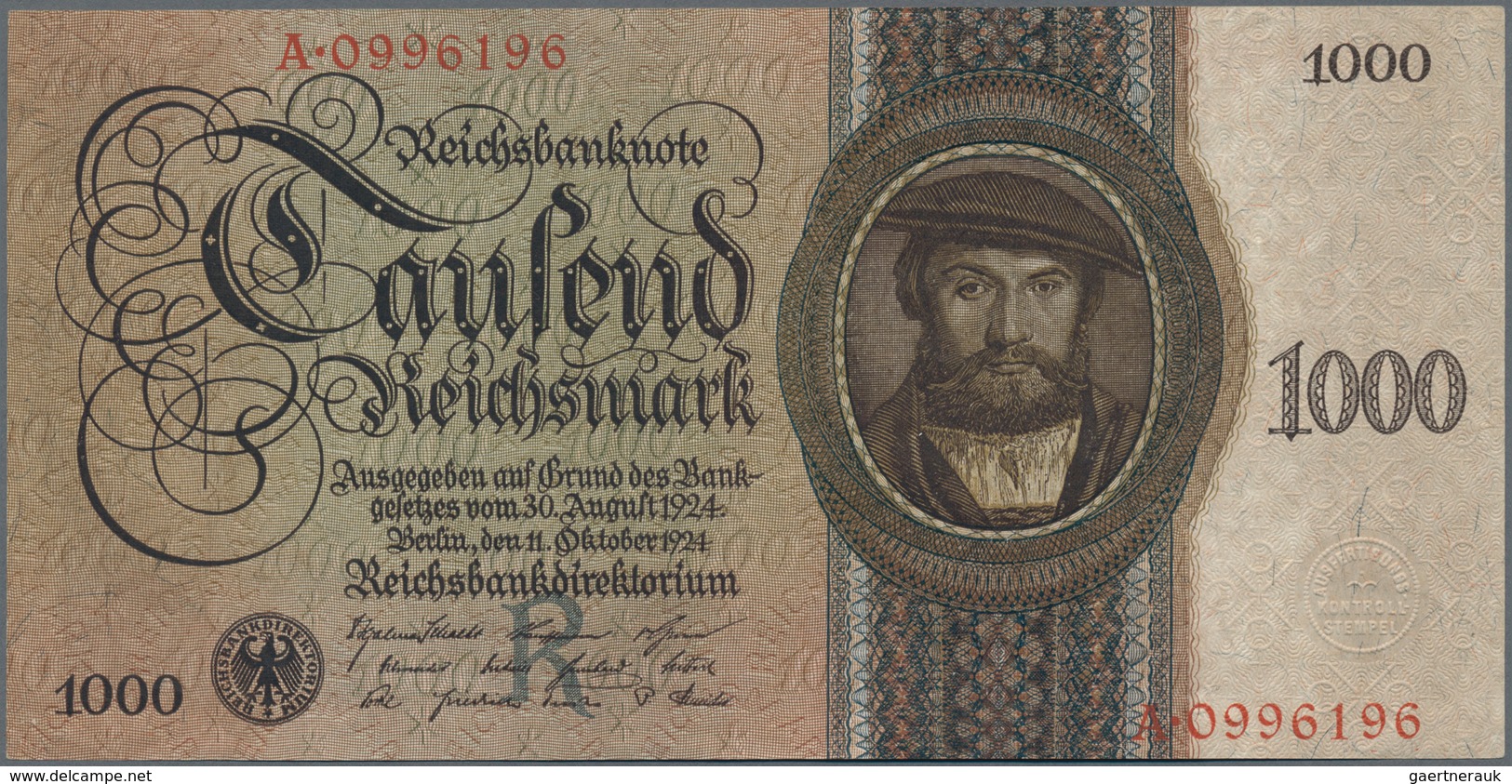 Deutschland - Deutsches Reich bis 1945: Sehr schönes Lot mit 4 Banknoten der Holbein-Serie 1924, mit