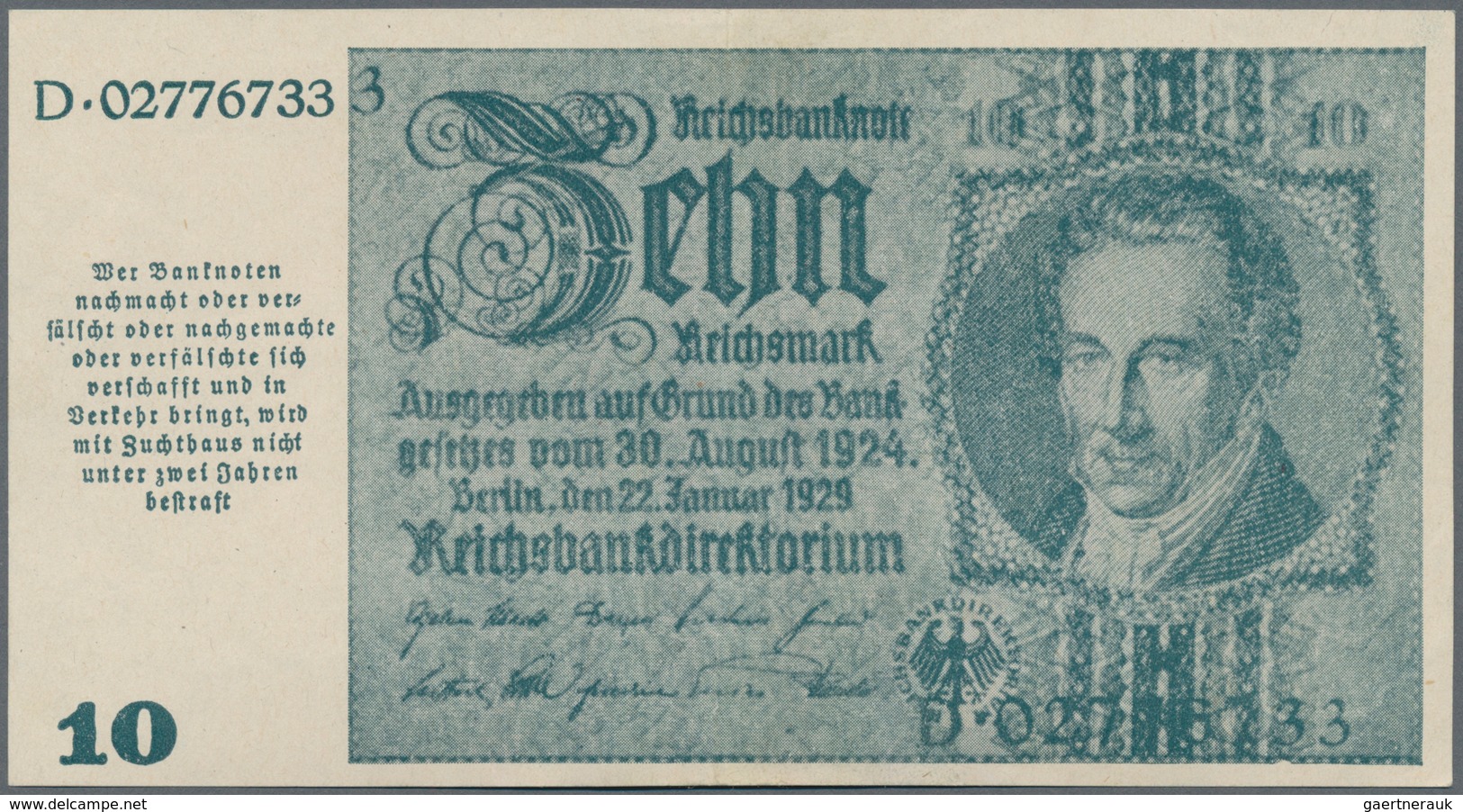 Deutschland - Deutsches Reich Bis 1945: 10 Reichsmark Der Notausgaben 1945 Der Reichsbankstellen Gra - Sonstige & Ohne Zuordnung