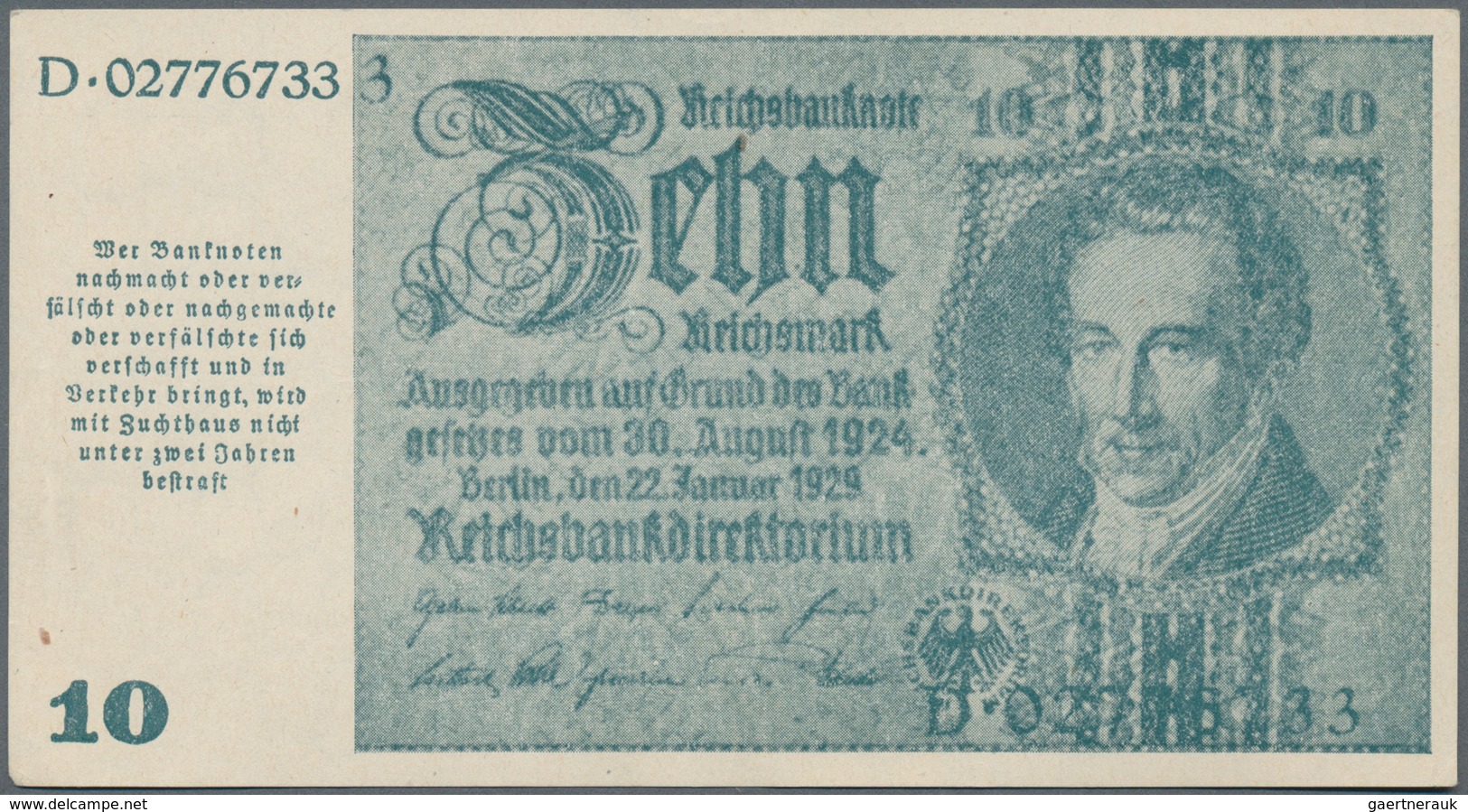 Deutschland - Deutsches Reich Bis 1945: Notausgaben 1945, 2x 10 Reichsmark Der Reichsbankstellen Gra - Autres & Non Classés