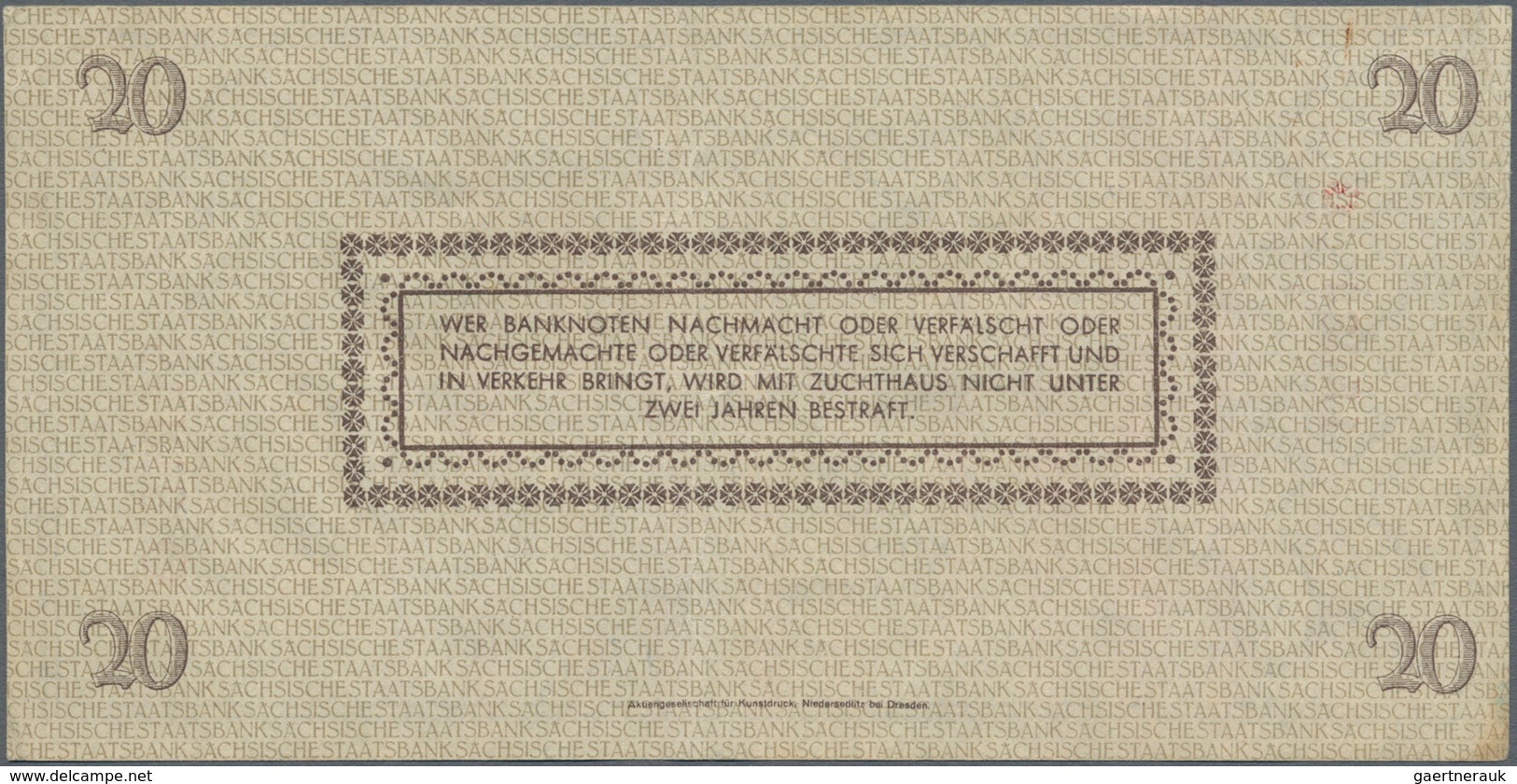 Deutschland - Deutsches Reich Bis 1945: Sächsische Staatsbank 20 Reichsmark 1945 Mit KN 15934*, Seri - Other & Unclassified