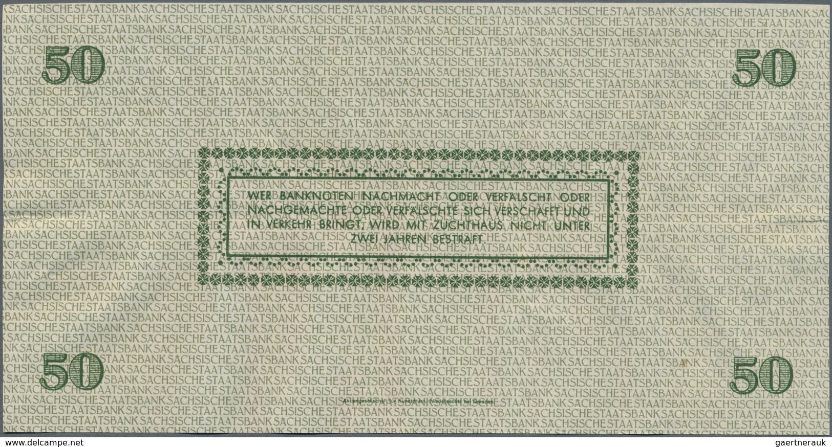 Deutschland - Deutsches Reich Bis 1945: Sächsische Staatsbank 50 Reichsmark 1945, Unfertiger Druck O - Other & Unclassified