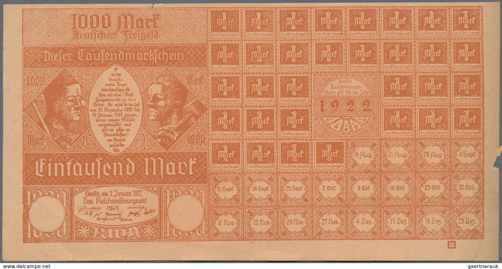 Deutschland - Deutsches Reich bis 1945: Kleines Lot mit 7 Scheinen Deutsches Freigeld und "Tauschmit