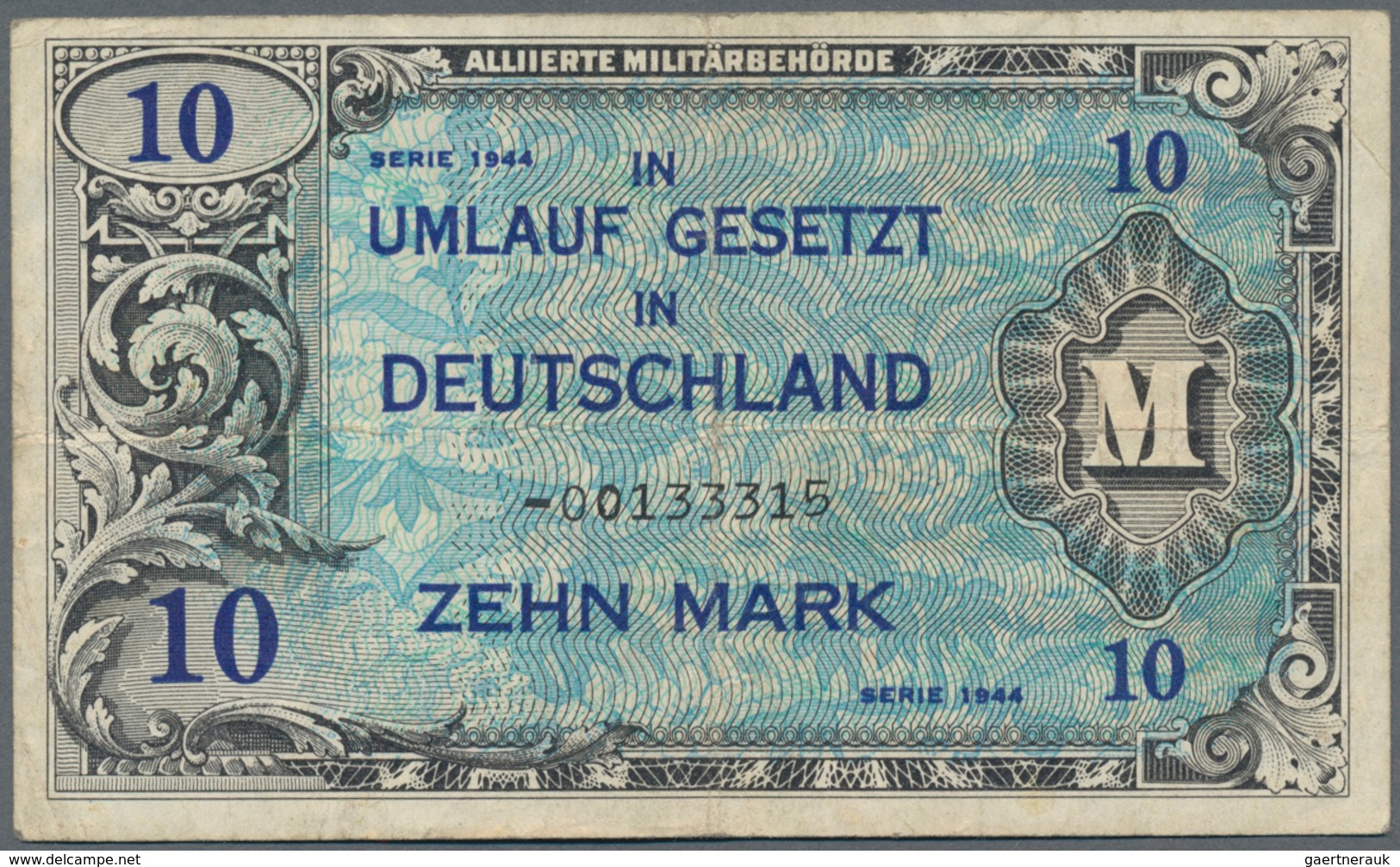 Deutschland - Alliierte Miltärbehörde + Ausgaben 1945-1948: Alliierte Militärbehörde 10 Mark 1944, U - Autres & Non Classés