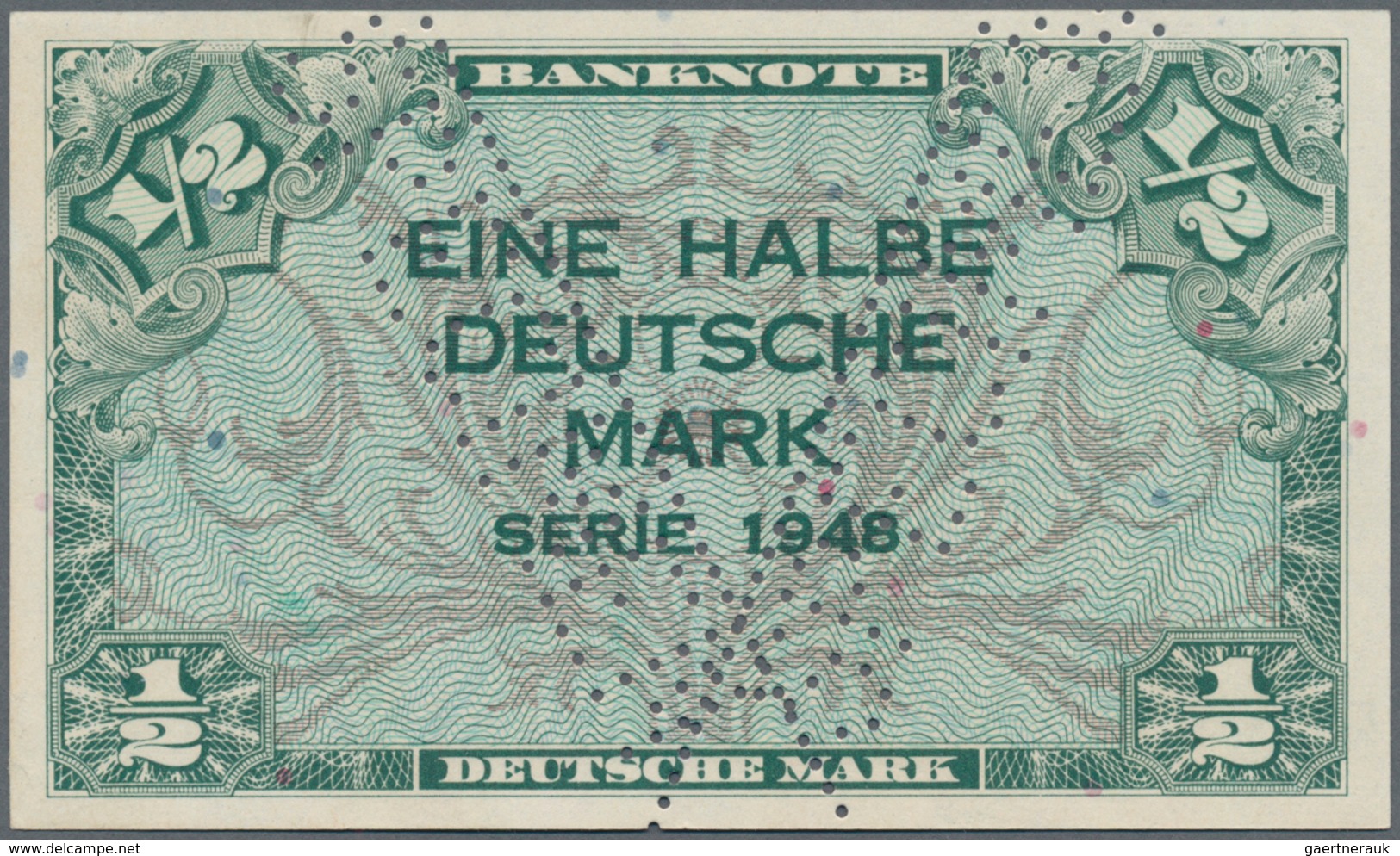 Deutschland - Bank Deutscher Länder + Bundesrepublik Deutschland: ½ DM 1948 MUSTER Mit Zwei V-förmig - Other & Unclassified