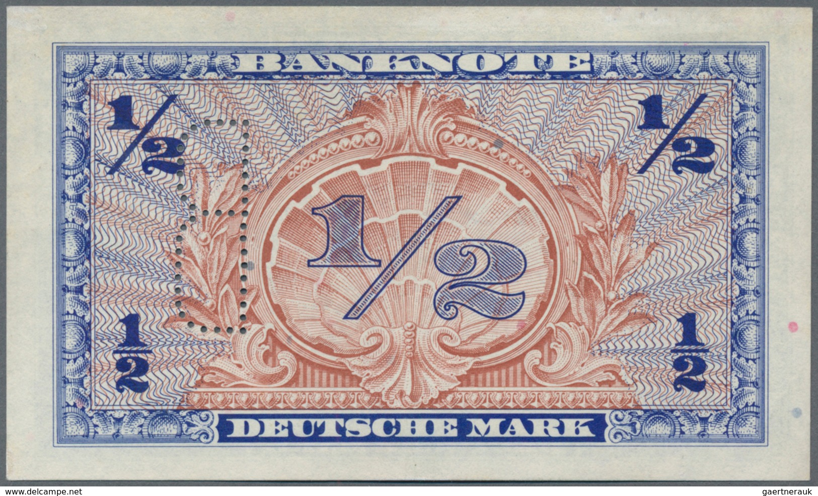 Deutschland - Bank Deutscher Länder + Bundesrepublik Deutschland: ½ DM 1948 Mit Perforation "B" Für - Sonstige & Ohne Zuordnung