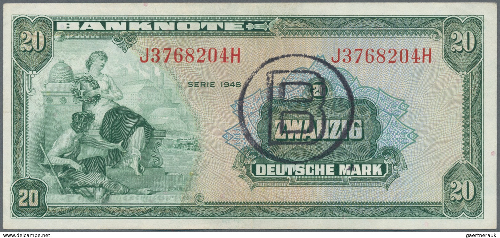 Deutschland - Bank Deutscher Länder + Bundesrepublik Deutschland: 20 DM 1948 Mit Stempel "B" Für Wes - Autres & Non Classés