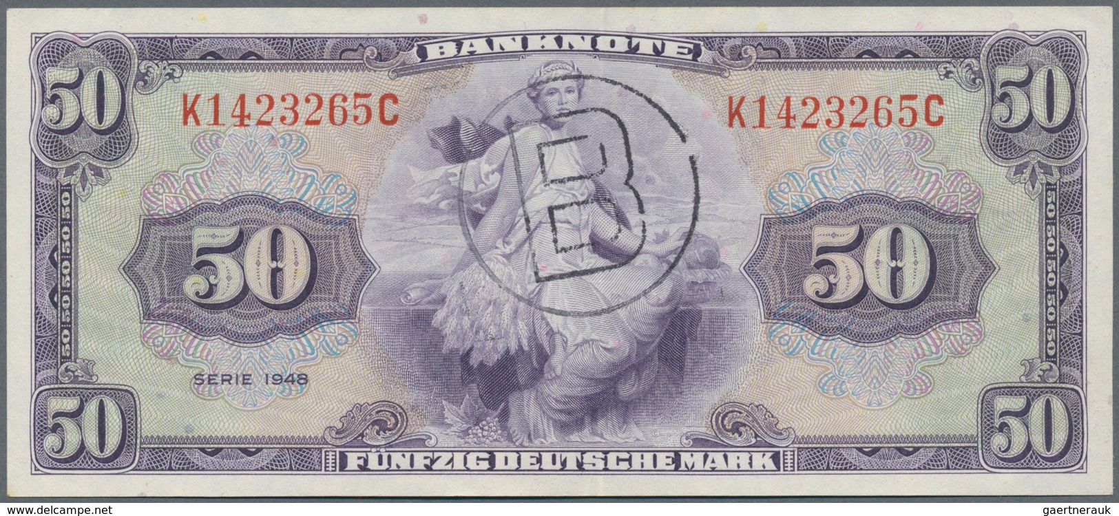 Deutschland - Bank Deutscher Länder + Bundesrepublik Deutschland: 50 DM 1948 Mit Stempel "B" Für Wes - Autres & Non Classés