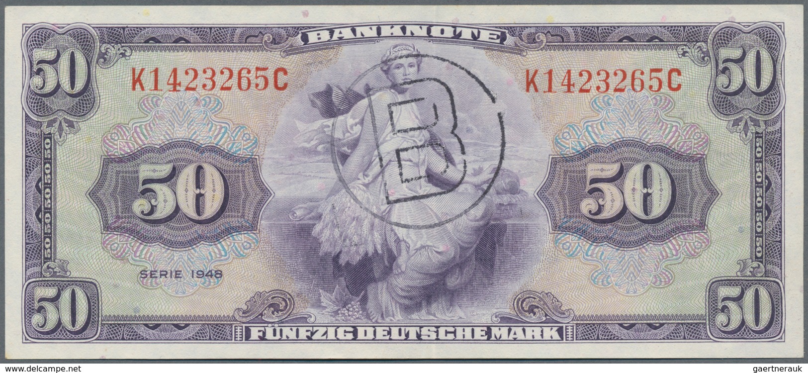 Deutschland - Bank Deutscher Länder + Bundesrepublik Deutschland: 50 DM 1948 Mit Stempel "B" Für Wes - Other & Unclassified