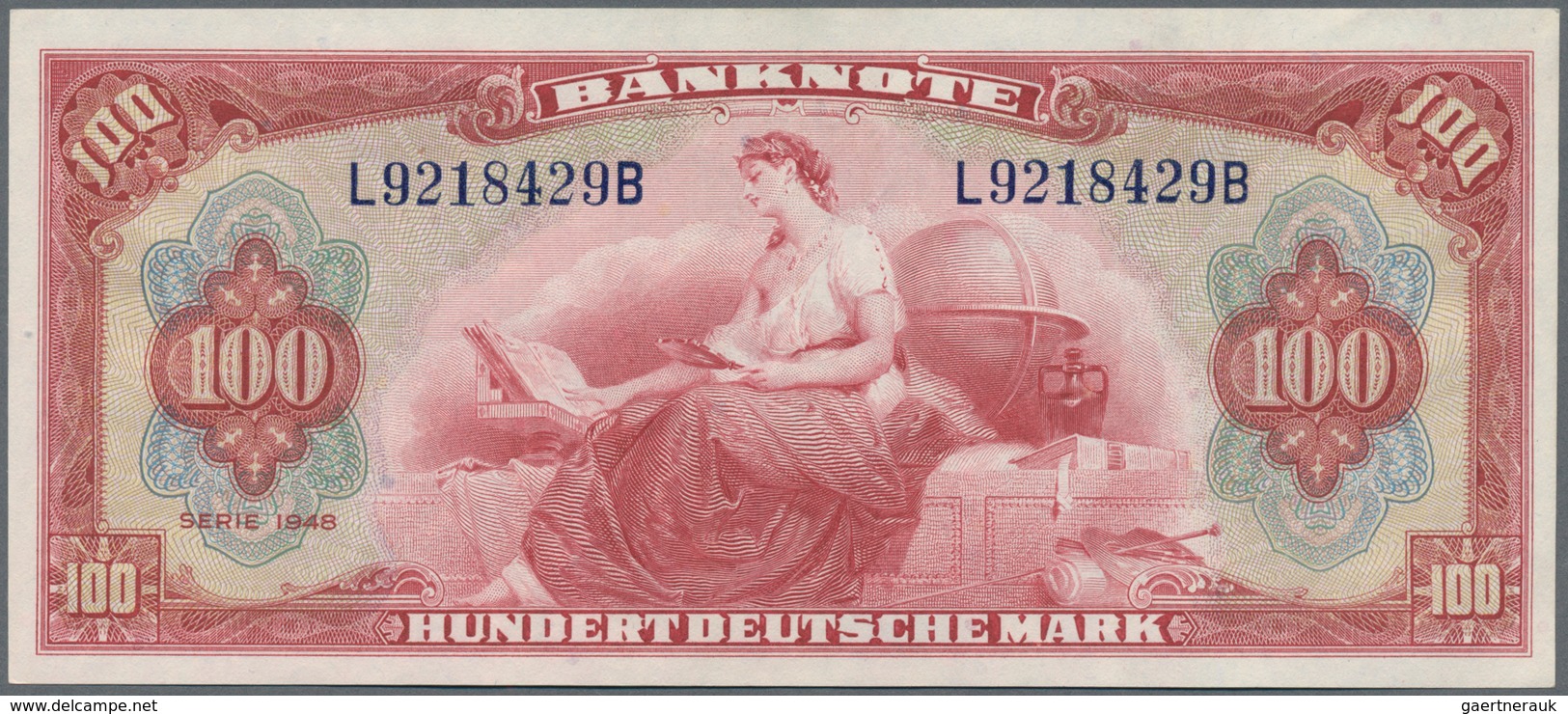 Deutschland - Bank Deutscher Länder + Bundesrepublik Deutschland: 100 DM 1948, "roter Hunderter", Ro - Other & Unclassified