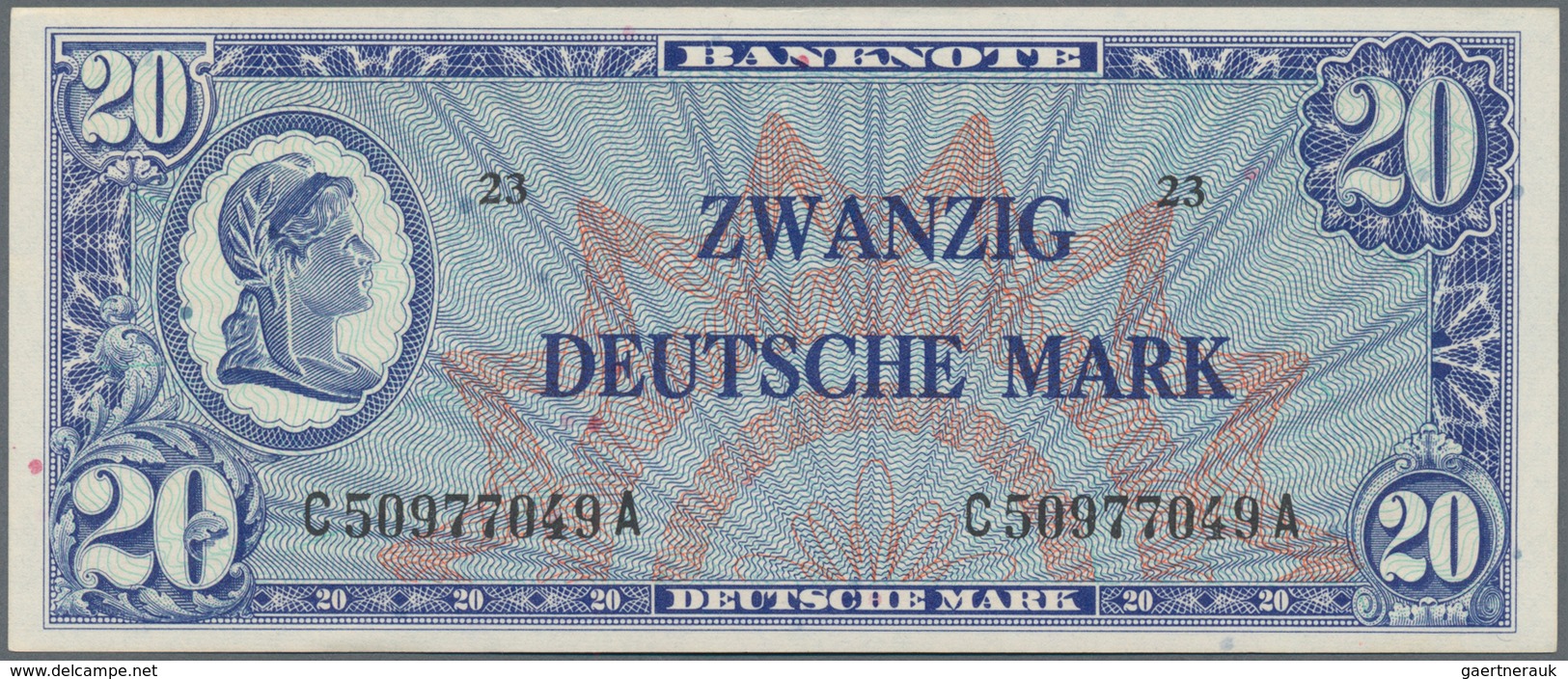 Deutschland - Bank Deutscher Länder + Bundesrepublik Deutschland: 20 DM 1948, "Liberty", Ro.246a In - Autres & Non Classés