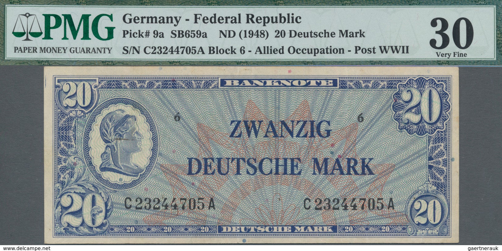 Deutschland - Bank Deutscher Länder + Bundesrepublik Deutschland: 20 DM 1948, Ro.246a, Leicht Flecki - Autres & Non Classés