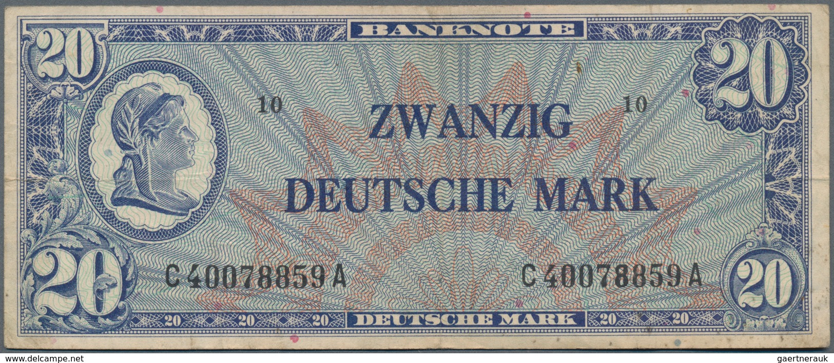 Deutschland - Bank Deutscher Länder + Bundesrepublik Deutschland: 20 DM 1948 "Liberty", Ro.246a, Sta - Autres & Non Classés
