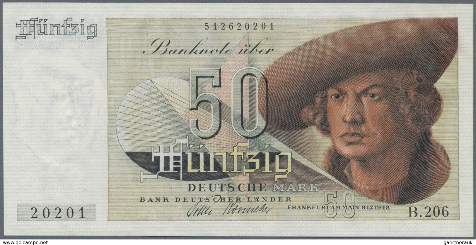 Deutschland - Bank Deutscher Länder + Bundesrepublik Deutschland: 50 DM 1948 "Franzosenschein", Ro.2 - Sonstige & Ohne Zuordnung