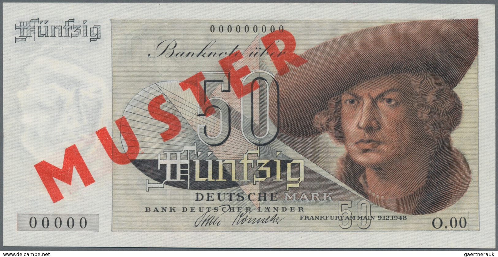 Deutschland - Bank Deutscher Länder + Bundesrepublik Deutschland: 50 DM 1948 "Franzosenschein" MUSTE - Other & Unclassified