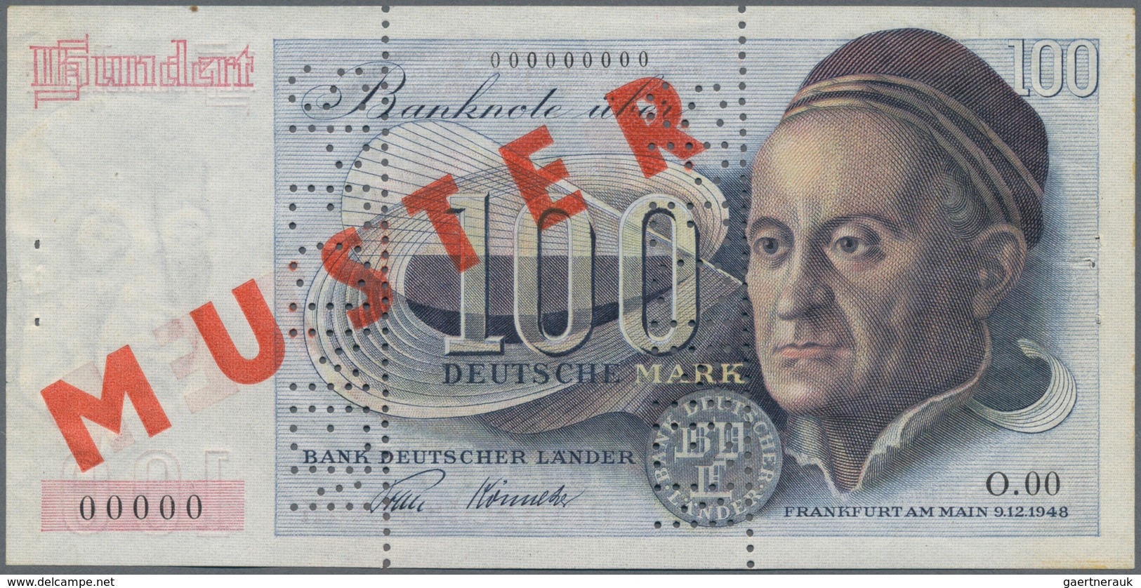 Deutschland - Bank Deutscher Länder + Bundesrepublik Deutschland: 100 DM 1948 "Franzosenschein" MUST - Autres & Non Classés