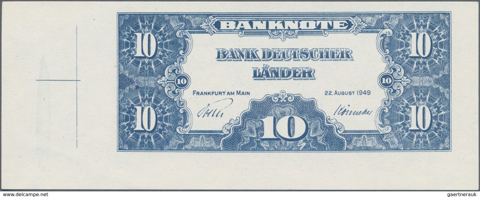 Deutschland - Bank Deutscher Länder + Bundesrepublik Deutschland: 10 DM 1949, Offset Druck Der Rücks - Sonstige & Ohne Zuordnung