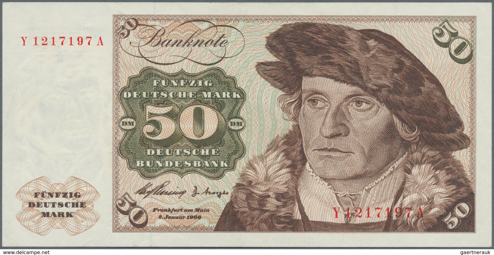 Deutschland - Bank Deutscher Länder + Bundesrepublik Deutschland: 50 DM 1960 Ersatznote Mit KN Y1217 - Sonstige & Ohne Zuordnung