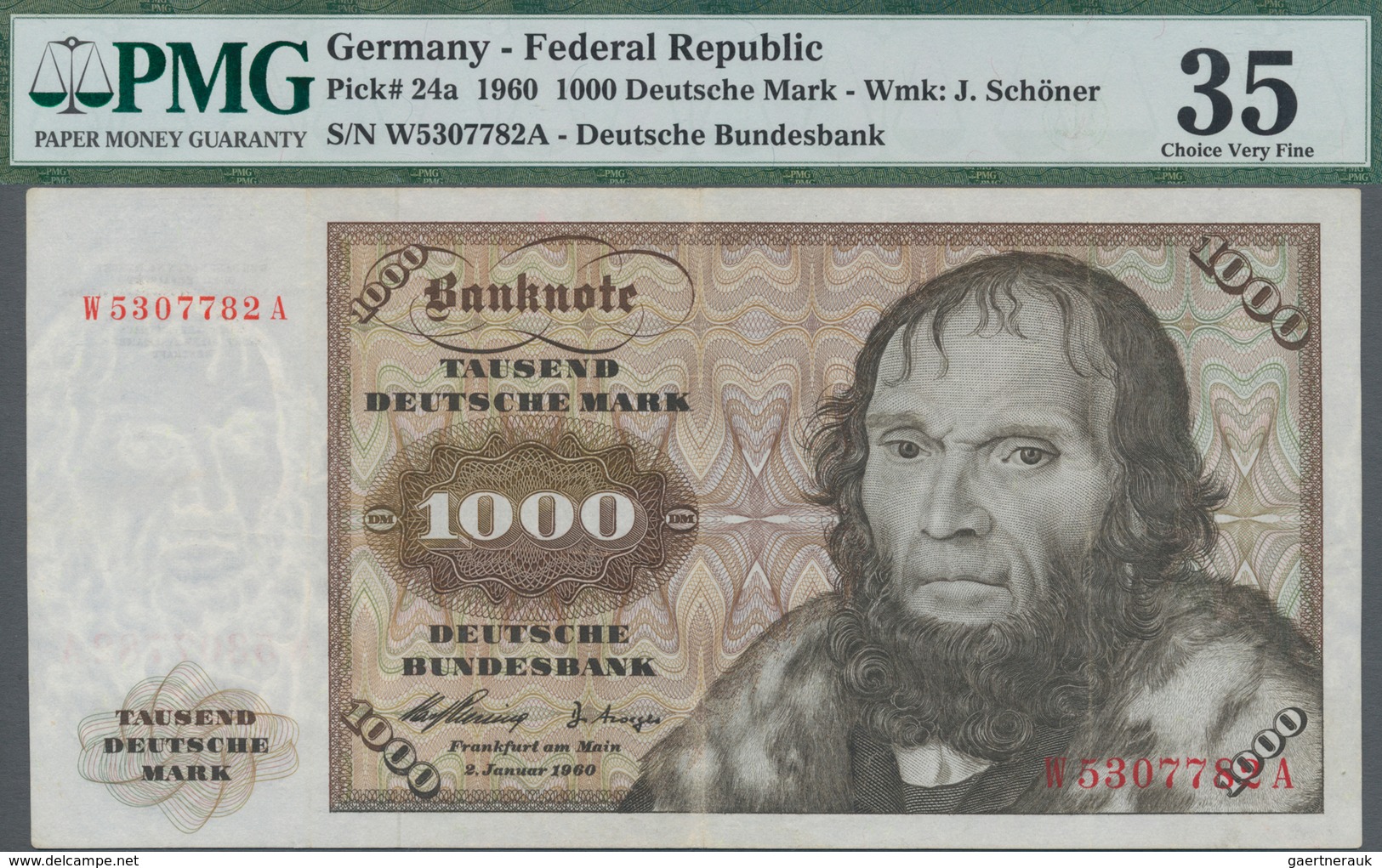 Deutschland - Bank Deutscher Länder + Bundesrepublik Deutschland: 1000 DM 1960, Ro.268a, Sehr Sauber - Autres & Non Classés