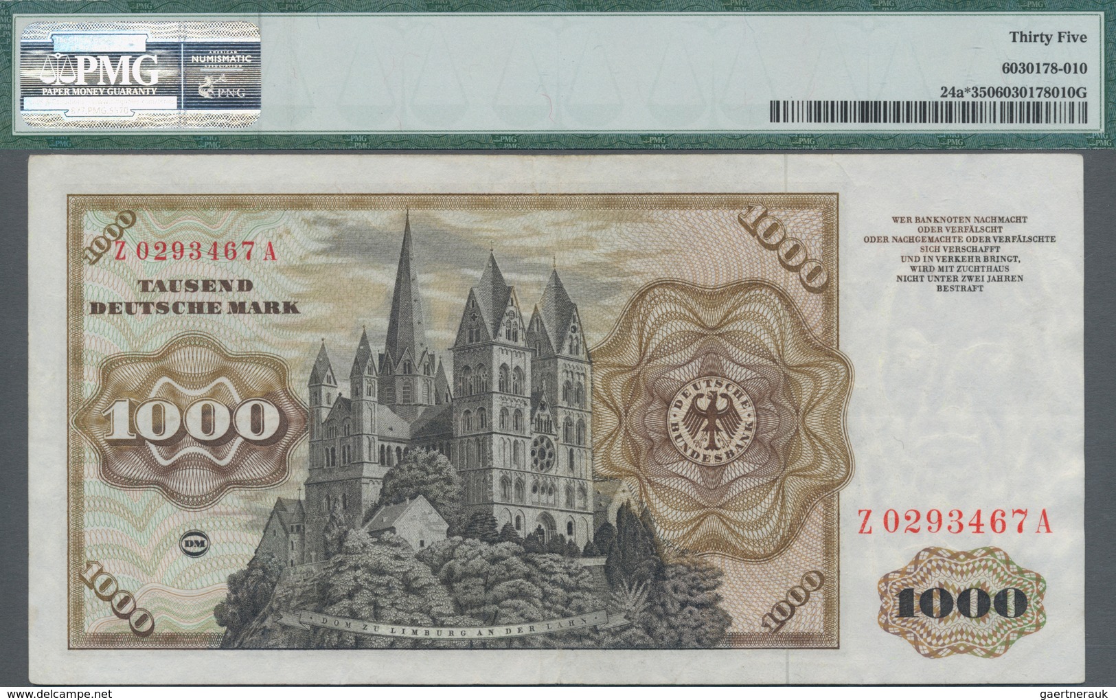 Deutschland - Bank Deutscher Länder + Bundesrepublik Deutschland: 1000 DM 1960 Ersatznote Mit KN Z02 - Other & Unclassified