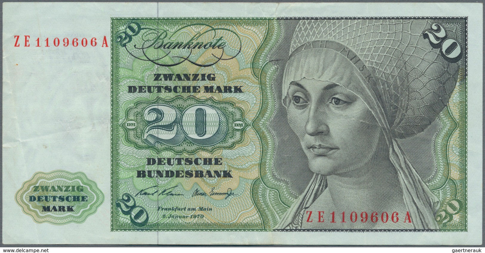 Deutschland - Bank Deutscher Länder + Bundesrepublik Deutschland: 20 DM 1970 Ersatznote Mit KN ZE110 - Autres & Non Classés