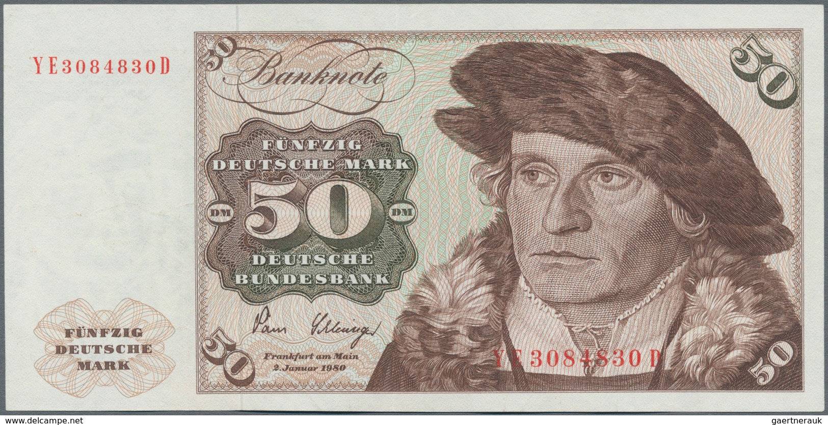 Deutschland - Bank Deutscher Länder + Bundesrepublik Deutschland: 50 DM 1980 Ersatznote Mit KN YE308 - Autres & Non Classés