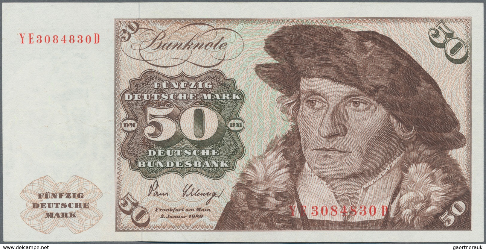 Deutschland - Bank Deutscher Länder + Bundesrepublik Deutschland: 50 DM 1980 Ersatznote Mit KN YE308 - Other & Unclassified