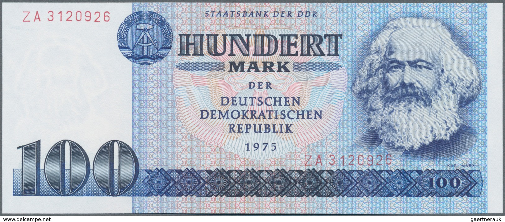 Deutschland - DDR: Satz Banknoten DDR 1971/75 von 5 bis 100 Mark, Ro.359-363, dazu noch 5 Kennkarten