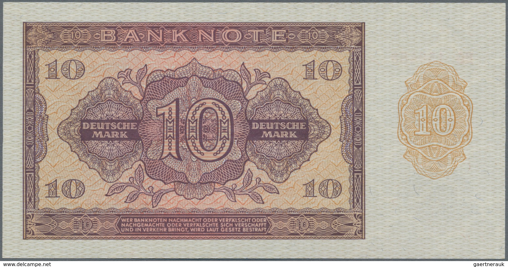 Deutschland - DDR: 10 Mark 1955 (1980) Mit Maschinenstempelaufdruck "Militärgeld", Ro.375b In Kassen - Other & Unclassified