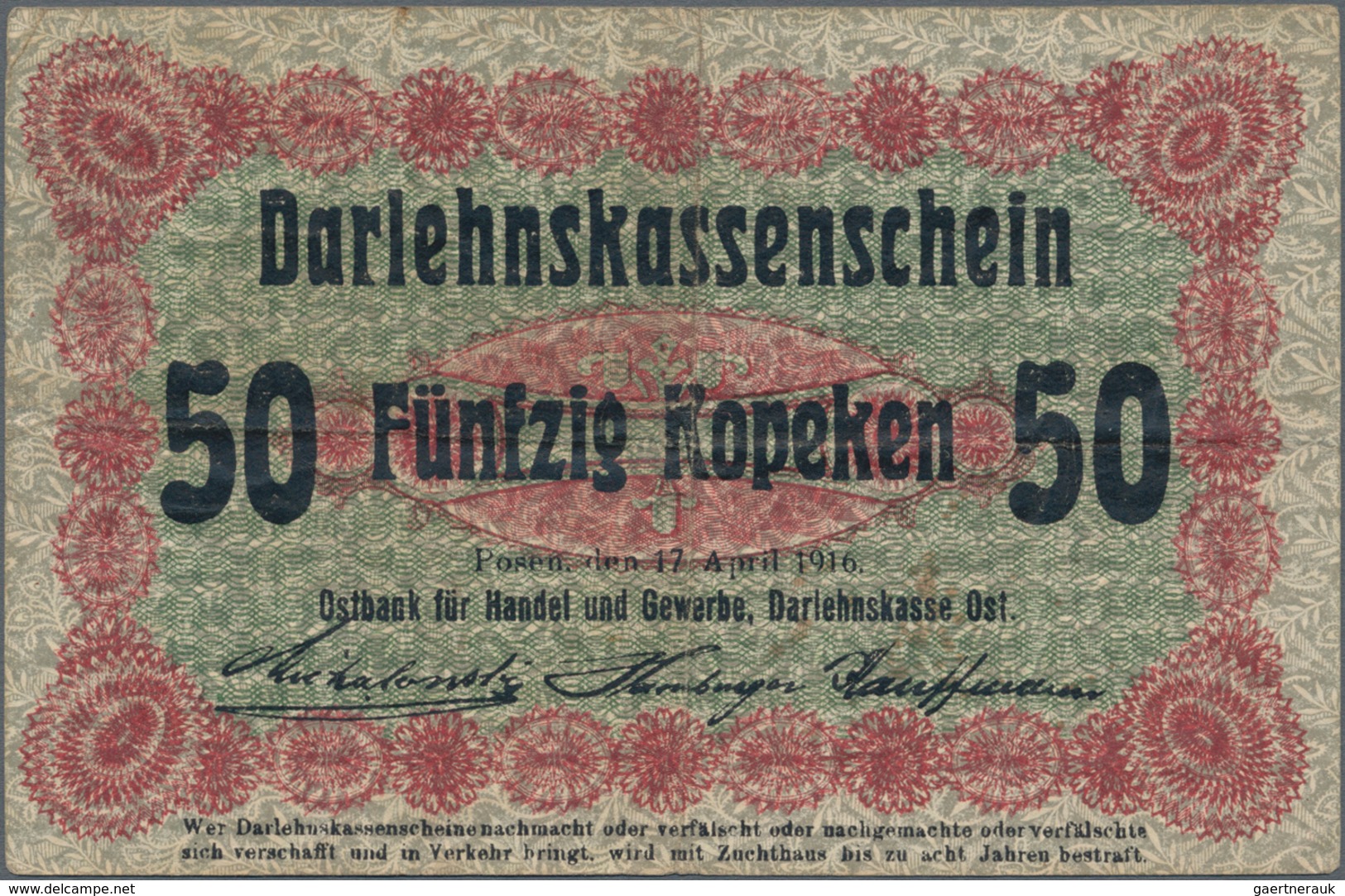 Deutschland - Nebengebiete Deutsches Reich: Darlehenskasse Ost – Posen, Lot mit 16 Banknoten der Ser