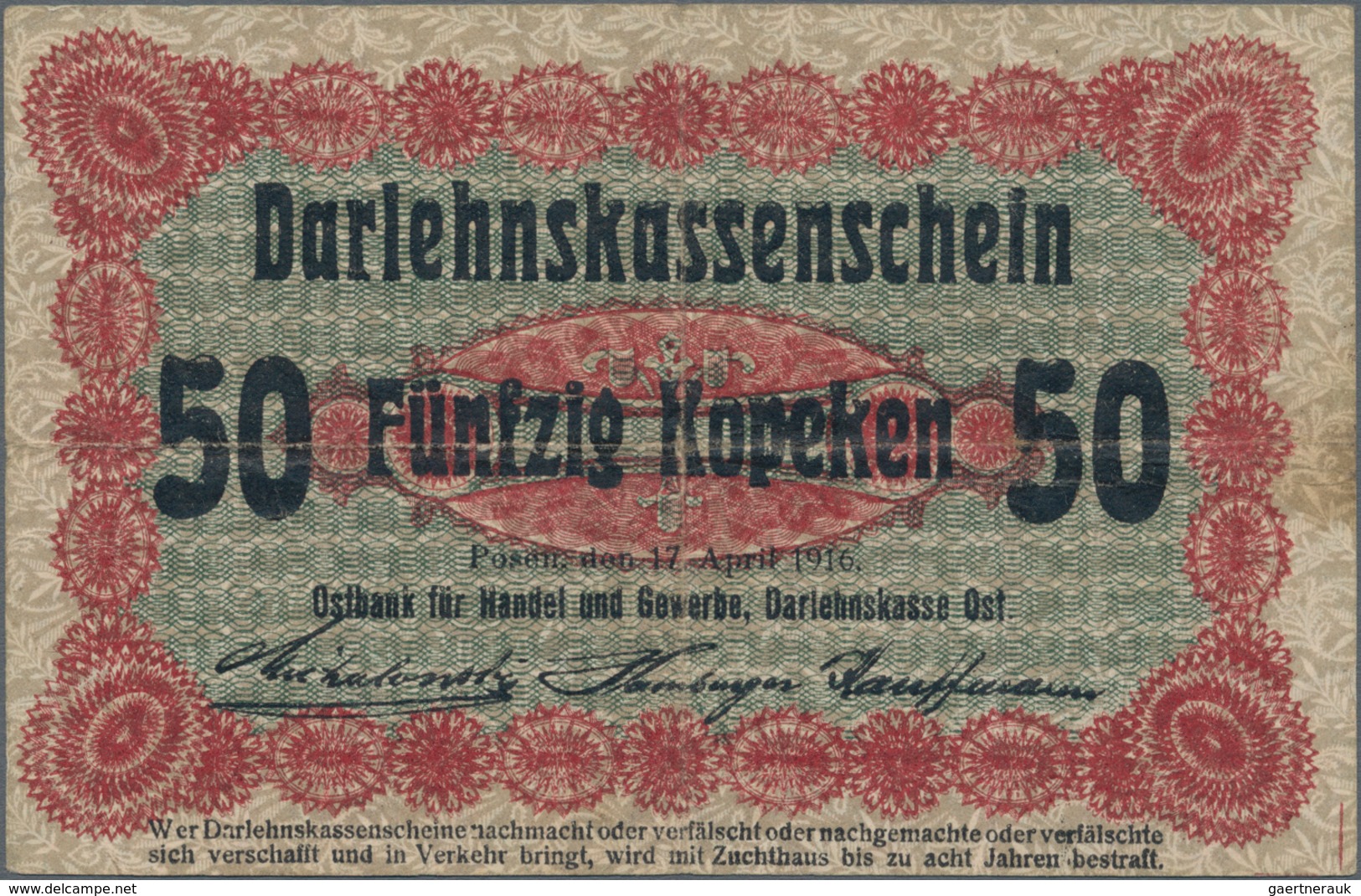 Deutschland - Nebengebiete Deutsches Reich: Darlehenskasse Ost – Posen, Lot mit 16 Banknoten der Ser