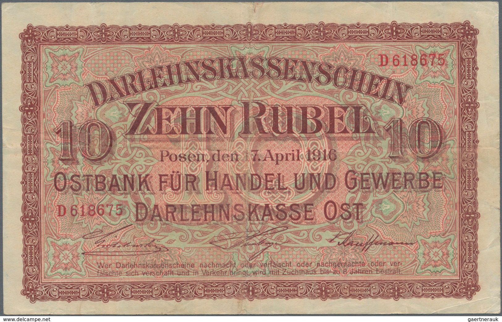 Deutschland - Nebengebiete Deutsches Reich: Darlehenskasse Ost – Posen, Lot mit 16 Banknoten der Ser